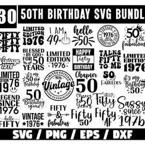 50th Birthday SVG Bundle, 50th Birthday Svg, Vintage 1976 Svg, Fifty Birthday Svg, Hello Fifty Svg, Fifty SVG, Birthday Shirt Svg, Cut Files