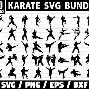 Karate Svg-bundel, Taekwondo Svg, Karate Svg-bundel, Kung Fu Svg, Girl Boy Karate vectorafbeelding, Karate Silhouetten Vector