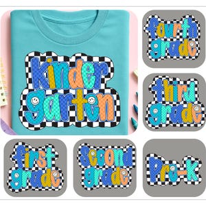Retro Back to School Boys PNG Bundle, Checkered School Grades Png BUNDLE , Preppy Back to School Png, Pre-K Png, Dalmatian Dots