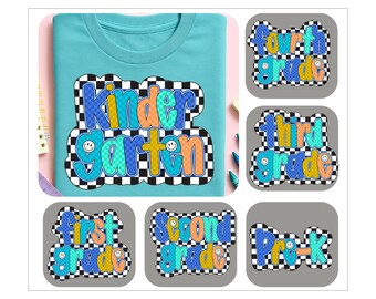 Retro Back to School Jungen PNG Bundle, karierte Schulnoten Png BUNDLE, Preppy Zurück zur Schule Png, Pre-K Png, dalmatinische Punkte