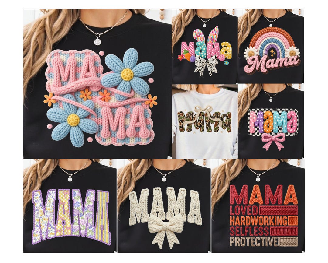 MAMA Coquette Bow Png Bundle Faux Yarn Mothers Day Coquette Bow Png ...
