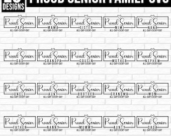 Proud Senior Family Svg-bundel, Proud Senior Mom DAD svg, Proud Senior Sister, broer, Senior Family 2025. Digitale download