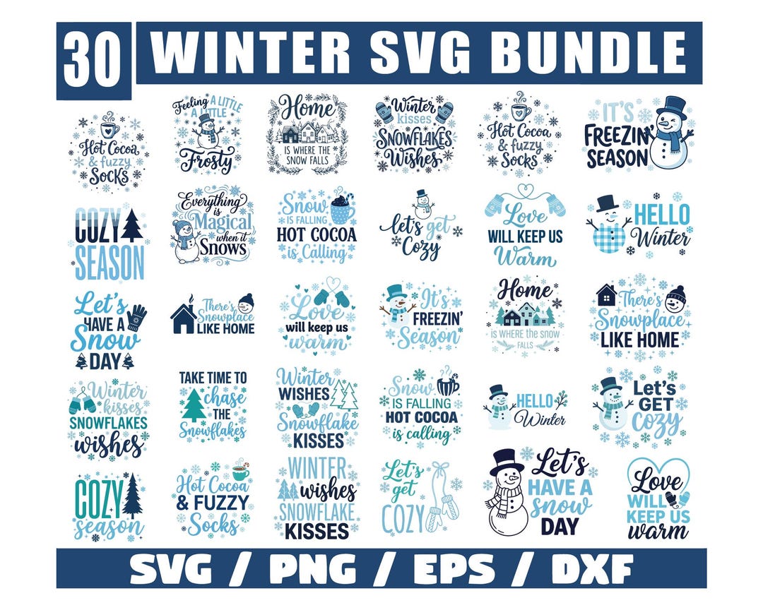 Winter Bundle Svg, Christmas Svg Bundle, Winter Sweatshirt Svg, Snowman ...