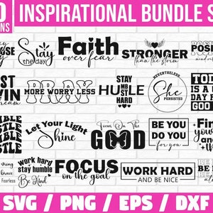 Inspirational Bundle Svg Png Bundle, Motivational Quotes Svg, Positive Affirmations, Encouraging Quotes Svg, Shirt Svg, Mental Health Png