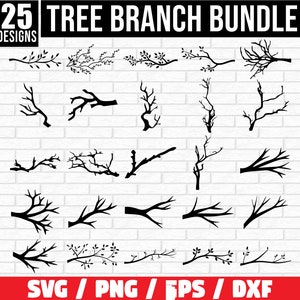 Branche d'arbre Svg, Svg de branche, branche Png, clipart branche, Silhouette de branche, branche d'arbre Svg coupe fichiers pour Cricut, branches Svg, arbre Svg