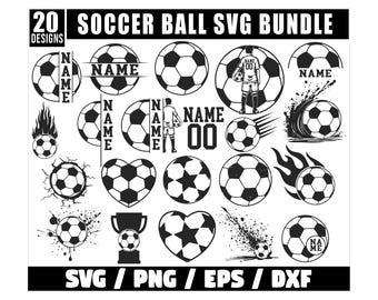 20 Soccer Svg Bundle, Soccer Silhouette, Soccer Designs, Soccer Team Svg, Soccer Ball Monogram Svg, Sports Clipart, Soccer Split name