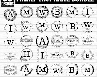 Familienname Monogramm SVG Bündel, 30 Design, Familien Monogramm Zeichen, Familien Name SVG, Familien Zeichen SVG, Familien Monogramm SVG, Familien Kranz SVG,