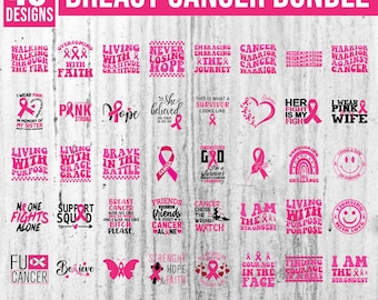 Cancer Awareness Svg Bundle, Breast Cancer SVG Bundle, Cancer SVG, Cancer T-shirt Design, Cancer Ribbon Svg, Breast Cancer Shirt