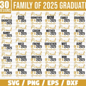 Proud Family of 2025 Graduate SVG Bundle, Proud Graduate Family Png, Class of 2025 svg, Graduation Family svg, Senior Family Png
