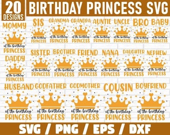 Birthday Princess Svg Bundle, Birthday Princess Svg, Mom of the Birthday Princess, Dad of the Birthday Princess, Girls Birthday SVG