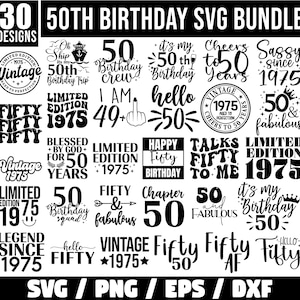 50e verjaardag SVG-bundel, 50e verjaardag Svg, vintage 1975 Svg, vijftig verjaardag Svg, Hello Fifty Svg, vijftig SVG, verjaardag shirt Svg, bestanden knippen