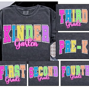 Neon Distressed First/ Second/ Third Grade Bundle Png, 1st Day Of School Png, Pre-k Colorful School Teacher Png, Third Grade Bundle Png