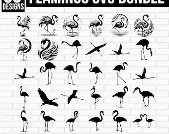 Flamingo SVG-paket, Flamingo Svg, Rosa Flamingo Svg, Flamingo Sommar Svg, Flamingo Clipart, Flamingo Skärmfil, Flamingo Siluett