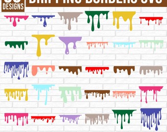 DRIPPING BORDERS SVG Bundle Melting Cricut Dripping Paint Cut Files Drip Silhouette Liquid Clipart Slime Vector Art Png Dxf Eps