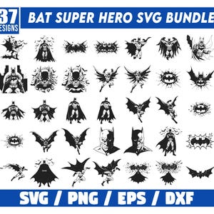Pacote SVG de super-herói, SVG de morcego super-herói, SVG de morcego, super SVG, arquivo de corte de super-herói, PNG de super-herói, silhueta de super-herói, SVG de morcego super-herói