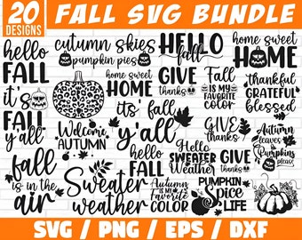 Fall SVG Bundle, Fall Svg, Hello Fall Svg, Autumn Svg, Thanksgiving Svg, Fall Cut Files, fall sign svg, Happy fall svg, Fall shirt svg