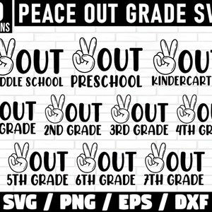 Peace Out rang SVG bundel, laatste dag van school Svg bundel, Peace Out kleuterschool, einde van school Svg, kleuterschool, eerste tweede leerjaar Svg