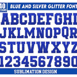 Blue and Silver Alphabet Glitter bundle, Glitter Sport Alphabet png Clip Art, Blue and silver Glitter Alphabet, Sparkling Blue Letters Png