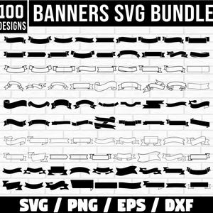 Banner Svg Bundle, Ribbon Svg, Banner Vector, Banner Outline, Banner Clipart, Banner Png, Ribbon Banner Svg, Birthday Banner Svg