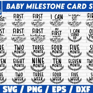 Joli bébé jalon ronds SVG Bundle, floral bébé jalon SVG Bundle, jalon mensuel svg, svg faire-part de bébé, svg de statistiques de naissance