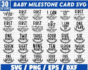 Cute Baby Milestone Rounds SVG Bundle, Floral Baby Milestone SVG Bundle, monthly milestone svg, baby announcement svg, birth stats svg