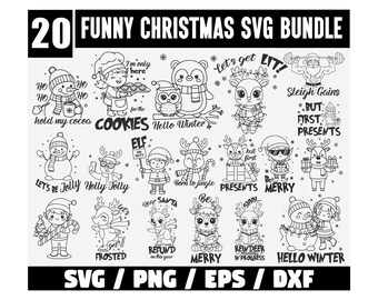Funny Christmas SVG Bundle, Funny Holiday Designs, Snarky Christmas SVG, Funny Snowman SVG, Sarcastic Christmas Quotes, Cute Reindeer Svg