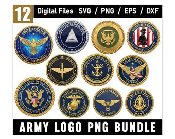 US Military Logos Bundle Png, Army png, Navy png, Air Force png, Coast Guard png, Space Force png, Craft Badge png, Patriotic png