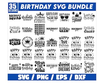 Happy Birthday SVG Bundle, Happy Birthday plotter file svg, Cake Topper Svg, Birthday Girl svg, Birthday Shirt SVG, Birthday Party Svg