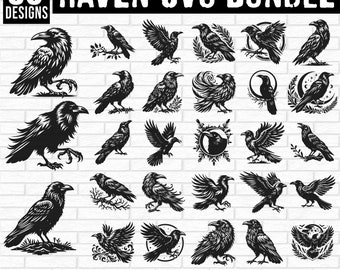 Raven svg Bundle, crow svg, crow silhouette, raven png, Bird Svg, Crow Silhouette, Dark Crow Svg, Crow Clipart, Raven Clipart,Raven Head Svg