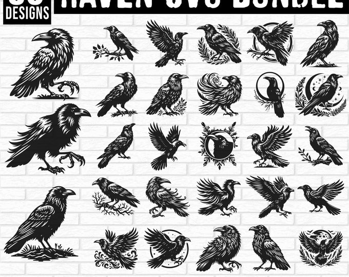 Raven SVG Bundle - Crow Svg - Raven PNG Bundle - Raven Clipart, Raven ...