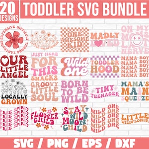 Toddler SVG Bundle, Retro Toddler Svg, Baby Sayings Svg, Funny Toddler Svg, Baby Svg, Retro Svg, Boho Svg, Groovy Svg, Wavy Text Svg