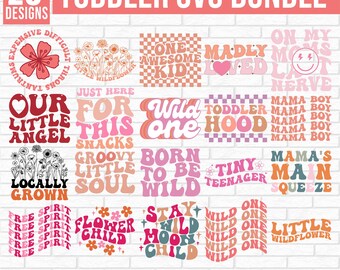 Kleinkind SVG Bundle, Retro Kleinkind geschnitten Datei, Baby Sprüche Design, lustiges Kleinkind Design, Baby Design, Retro Design, Boho Design, Groovy Design, gewelltes Design