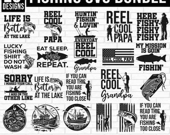 Fishing SVG Bundle, Fish Hook, Quotes, Fisherman Cut Files - Commercial Use - Fish Hook SVG Set - Fishing Quotes