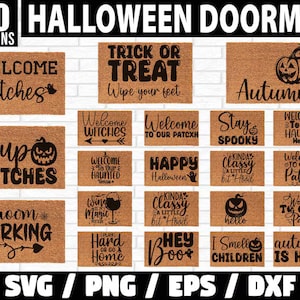 Halloween Doormat Svg Bundle, Halloween Welcome sign svg, Welcome Boo, Trick or Treat Wipe your Feet, Halloween Door Mat Png