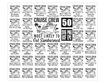 50 Most Likely To Cruise Svg Bundle, Funny Cruise Quotes, Family Cruise Bundle, Funny Cruise Quotes, Cruise Vacation, Matching Shirts Svg