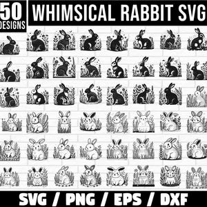 Whimsical Rabbit Svg Bundle, Rabbit SVG Bundle, Bunny svg, Rabbit dxf, Rabbit png, Rabbit eps, Rabbit vector, Rabbit cut files, Rabbit head