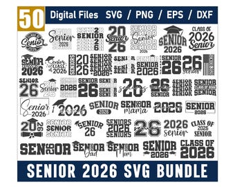 Senior 2026 Svg Bundle, Class of 2026 Svg, Senior Coquette Bow svg, Graduation 2026 SVG, Senior Mom Svg, Senior 2026 Shirt Svg