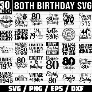 Bundle Svg 80e anniversaire, Bonjour 80 svg, 80 et fabuleux SVG, Svg 1945 vintage, 80e anniversaire chemise SVG, 80e anniversaire
