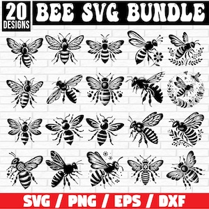 Bee SVG-bundel, Bee PNG-bundel, Bee Clipart, Bee silhouet, honingraat Svg, Bee Svg, Bee Cut-bestanden voor Cricut, Bumble Bee Svg