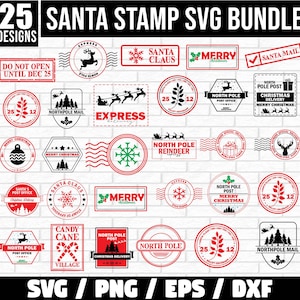 Nordpol Briefmarken SVG, Weihnachtsstempel SVG, Weihnachtsmann mail svg, spezielle Lieferung svg, Geschenkanhänger svg, Briefmarke svg, Weihnachtssvg-Bundle