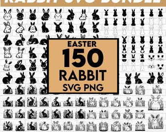 Rabbit SVG Bundle, Rabbit PNG, Rabbit Clipart, Bunny Silhouette Outline, Rabbit SVG Cut Files for Cricut, Rabbit Silhouette Svg, Rabbit png