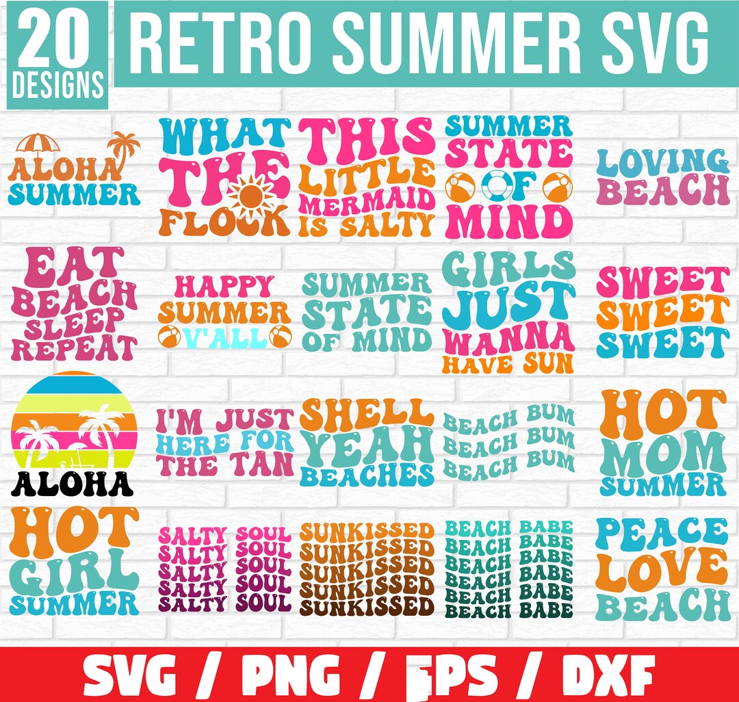Retro Summer Svg Png Bundle, Trendy Summer Shirts Svg, Summer Beach ...