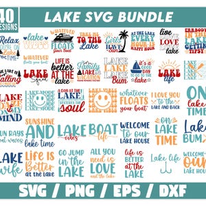 Paquete de SVG y PNG de lago, SVG de vacaciones, SVG de citas divertidas, SVG de casa del lago, SVG de lago de verano, SVG de vida en el lago, SVG de familia, SVG de camping