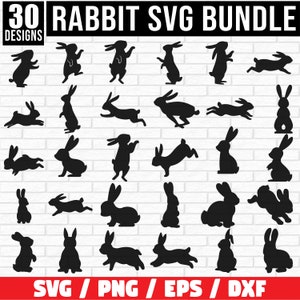 Pacchetto SVG di coniglio, coniglietti di Pasqua SVG, decorazioni di Pasqua, conigli di Pasqua Svg, clipart di coniglio, sagoma di coniglio, file di taglio di coniglio per Cricut