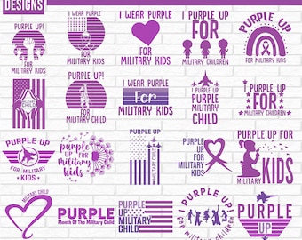 Purple Up For Military Kids Svg Bundle, Purple Up SVG, Patriotic Military Svg, Military Family Svg, Proud Of Military Children Svg