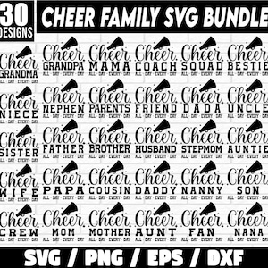Cheer Family Bundle Svg Design, Cheerleader Bundle, Cheer mom T shirt Design, Cheer Grandma Shirt gift, Cheer Gift Cricut Cut Files
