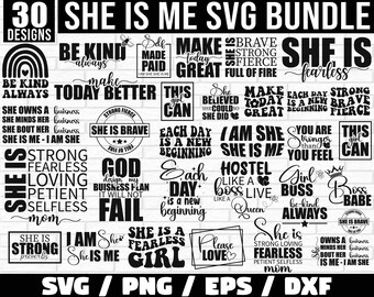 She is me SVG Bundle, Woman Affirmation SVG, Postive quotes Svg, I am She She is Me svg, strong woman, Motivational Svg, She is strong Svg