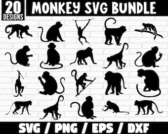 Monkey SVG Bundle, monkey svg, monkeys svg, monkey silhouette, monkey clipart, jungle animal svg, monkey vector, Gorilla SVG