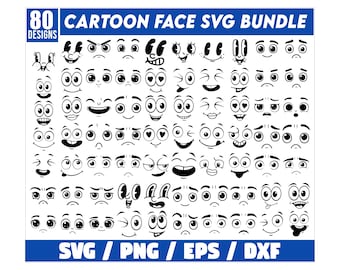 Cartoon Faces Svg, Cartoon Emotion Faces SVG Bundle, cartoon face clipart, comics face, Kawaii Face SVG, Cute Funny Face SVG, Emoji face