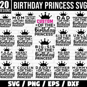 Birthday Princess Svg Bundle, Mom of the Birthday Princess, Dad of the Birthday Princess, Birthday Party Shirts, Matching Birthday T-Shirts